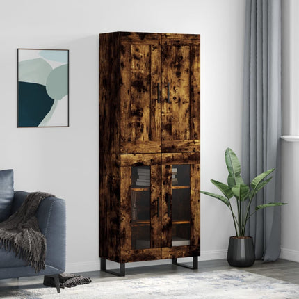 højskab 69,5x34x180 cm konstrueret træ røget egetræsfarve