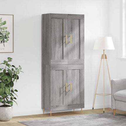 højskab 69,5x34x180 cm konstrueret træ grå sonoma-eg