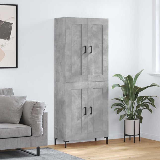 højskab 69,5x34x180 cm konstrueret træ betongrå