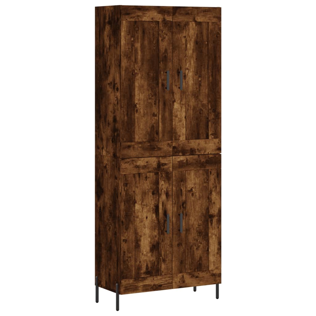 højskab 69,5x34x180 cm konstrueret træ røget egetræsfarve