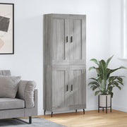 højskab 69,5x34x180 cm konstrueret træ grå sonoma-eg