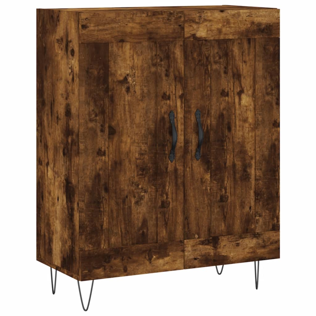 højskab 69,5x34x180 cm konstrueret træ røget egetræsfarve