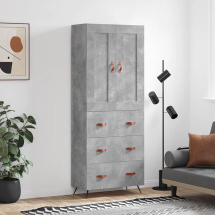 højskab 69,5x34x180 cm konstrueret træ betongrå