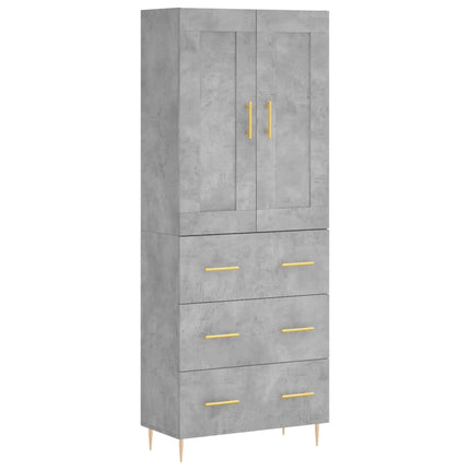 højskab 69,5x34x180 cm konstrueret træ betongrå