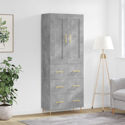højskab 69,5x34x180 cm konstrueret træ betongrå