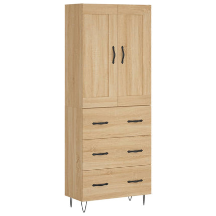 højskab 69,5x34x180 cm konstrueret træ sonoma-eg
