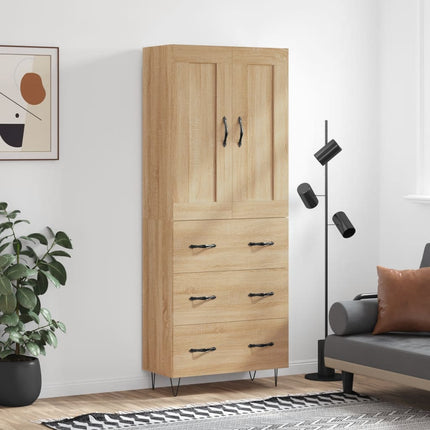 højskab 69,5x34x180 cm konstrueret træ sonoma-eg