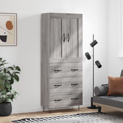 højskab 69,5x34x180 cm konstrueret træ grå sonoma-eg