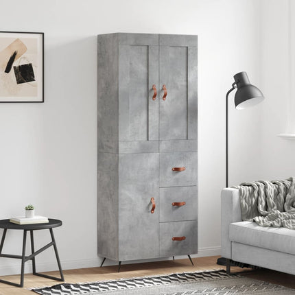 højskab 69,5x34x180 cm konstrueret træ betongrå