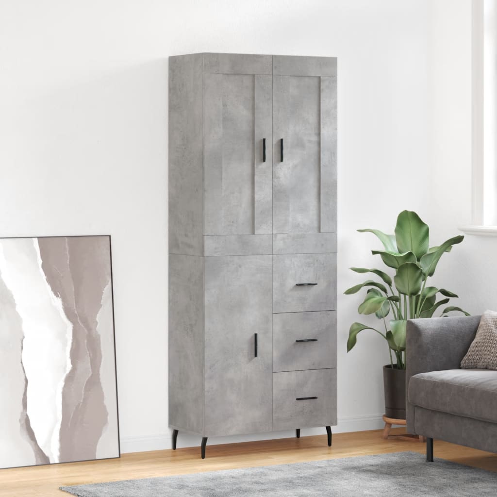 højskab 69,5x34x180 cm konstrueret træ betongrå