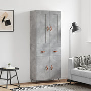 højskab 69,5x34x180 cm konstrueret træ betongrå