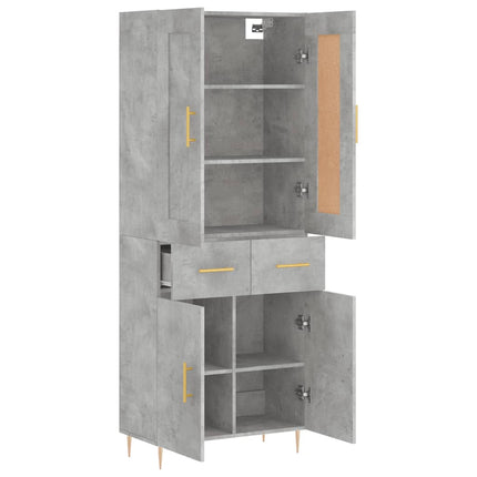 højskab 69,5x34x180 cm konstrueret træ betongrå