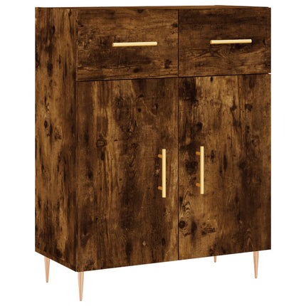 højskab 69,5x34x180 cm konstrueret træ røget egetræsfarve
