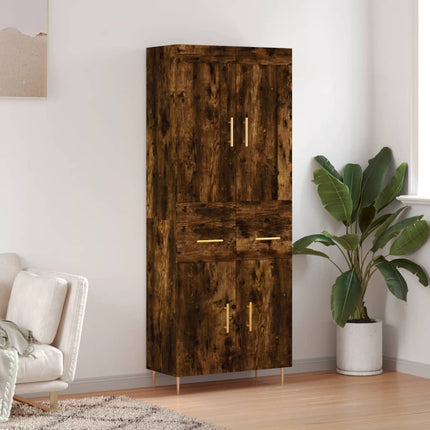 højskab 69,5x34x180 cm konstrueret træ røget egetræsfarve