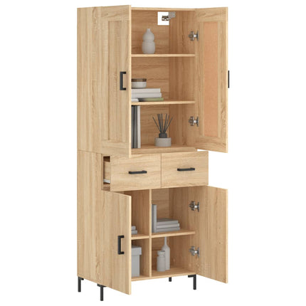 højskab 69,5x34x180 cm konstrueret træ sonoma-eg