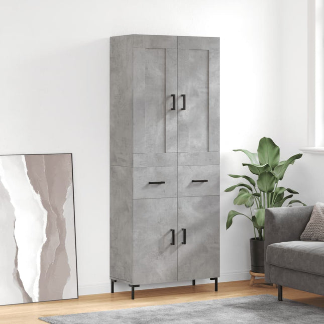 højskab 69,5x34x180 cm konstrueret træ betongrå