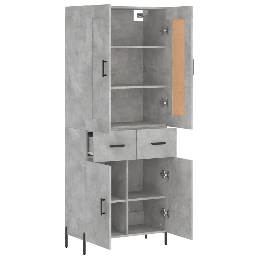 højskab 69,5x34x180 cm konstrueret træ betongrå
