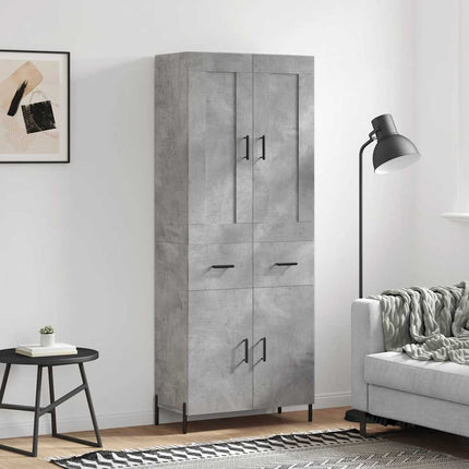 højskab 69,5x34x180 cm konstrueret træ betongrå