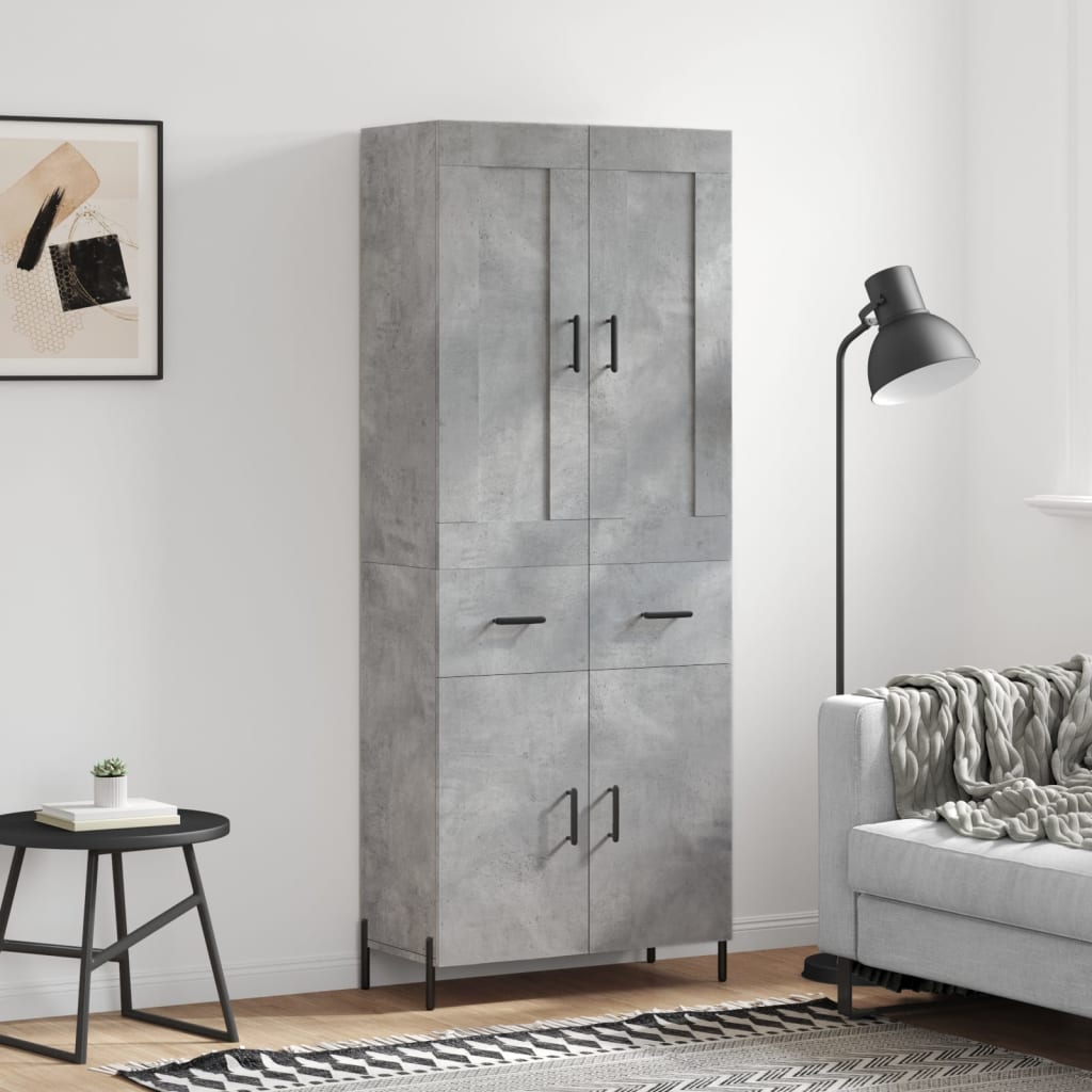 højskab 69,5x34x180 cm konstrueret træ betongrå
