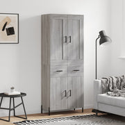 højskab 69,5x34x180 cm konstrueret træ grå sonoma-eg