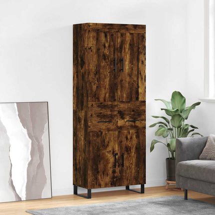 højskab 69,5x34x180 cm konstrueret træ røget egetræsfarve