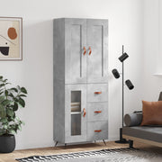 højskab 69,5x34x180 cm konstrueret træ betongrå