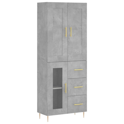 højskab 69,5x34x180 cm konstrueret træ betongrå