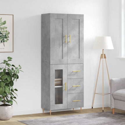højskab 69,5x34x180 cm konstrueret træ betongrå