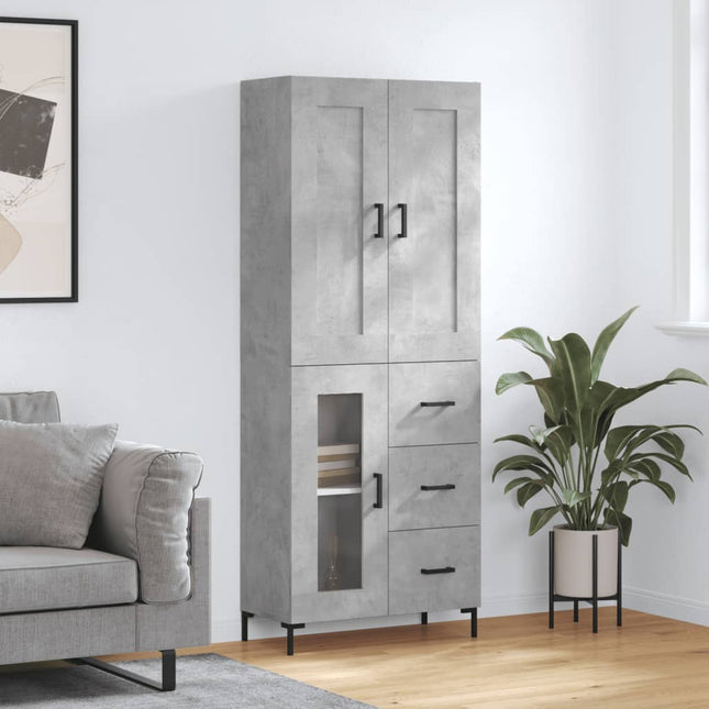 højskab 69,5x34x180 cm konstrueret træ betongrå