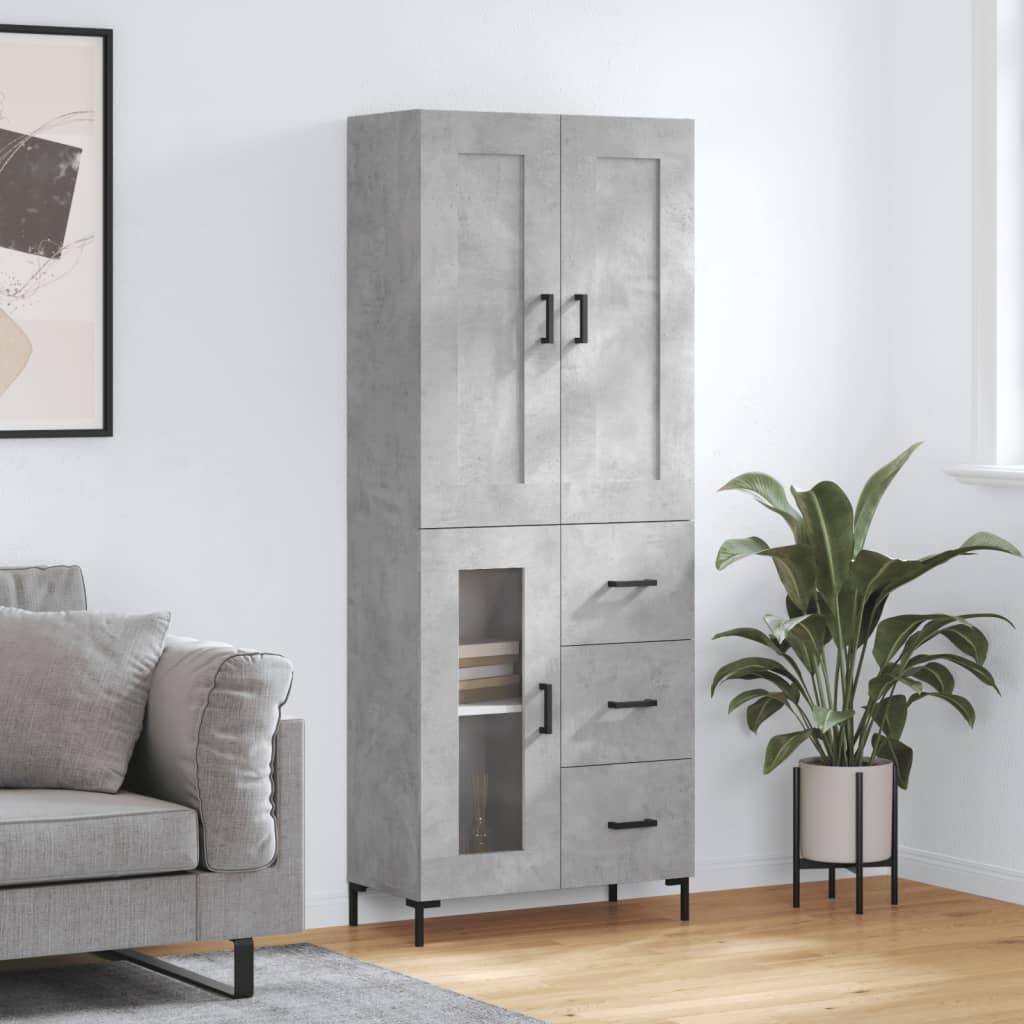 højskab 69,5x34x180 cm konstrueret træ betongrå