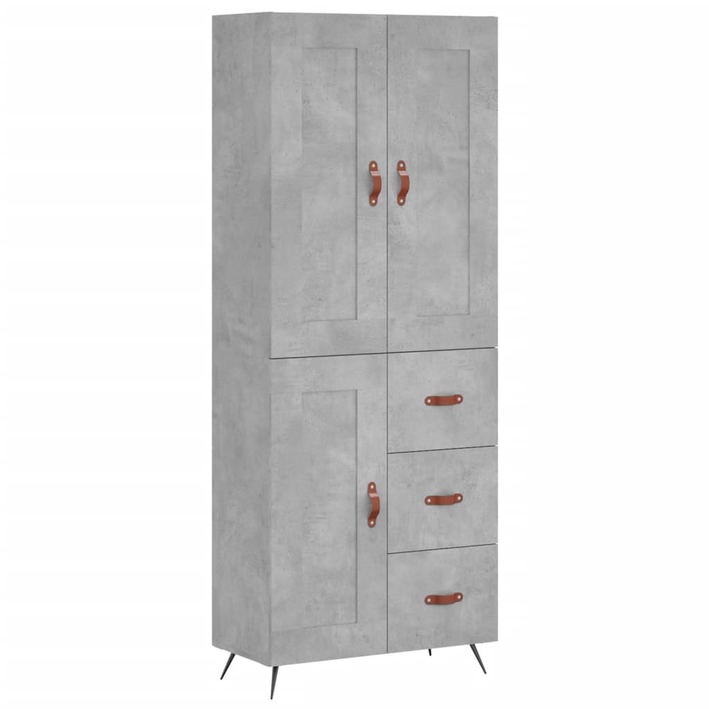 højskab 69,5x34x180 cm konstrueret træ betongrå
