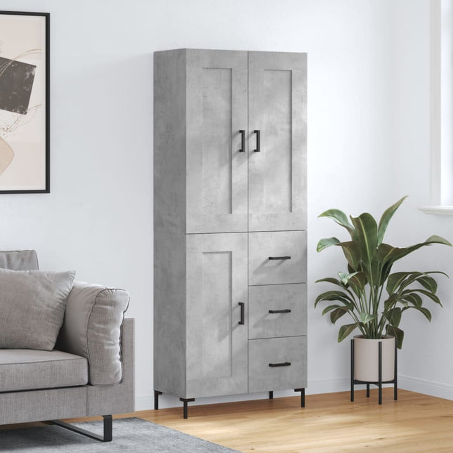 højskab 69,5x34x180 cm konstrueret træ betongrå