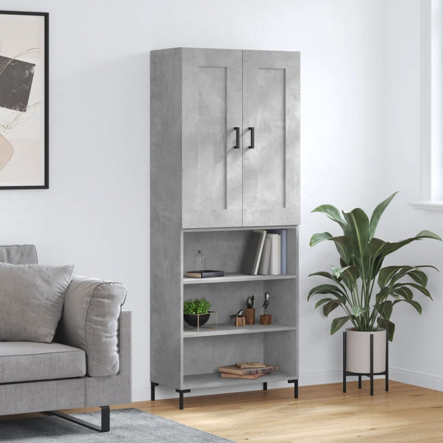 højskab 69,5x34x180 cm konstrueret træ betongrå