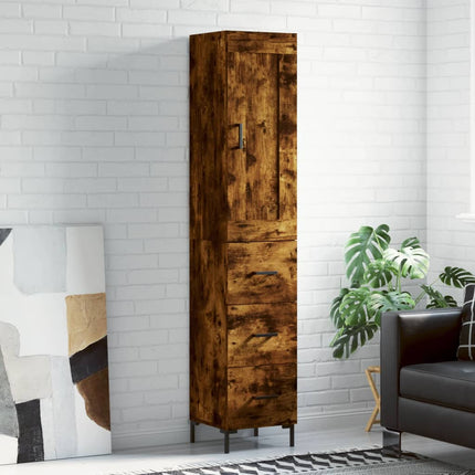 skab 34,5x34x180 cm konstrueret træ røget egetræ