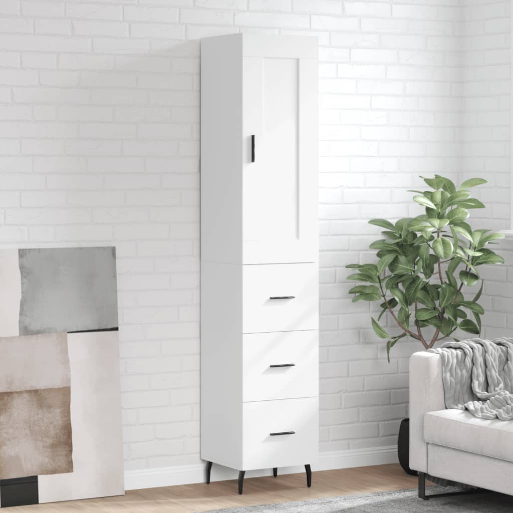 skab 34,5x34x180 cm konstrueret træ hvid