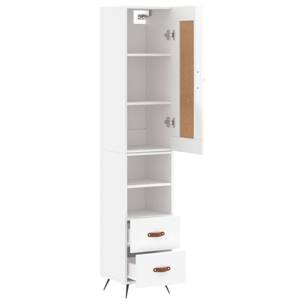 skab 34,5x34x180 cm konstrueret træ hvid højglans