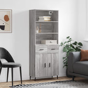 højskab 69,5x34x180 cm konstrueret træ grå sonoma-eg