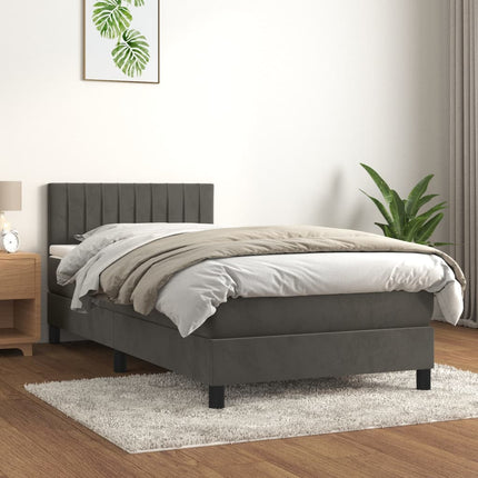 kontinentalseng med madras 80x200 cm fløjl mørkegrå