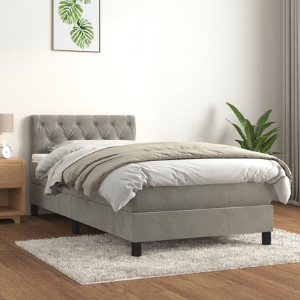 kontinentalseng med madras 80x200 cm fløjl lysegrå