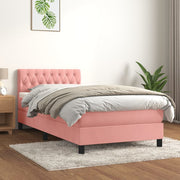 kontinentalseng med madras 90x190 cm fløjl pink