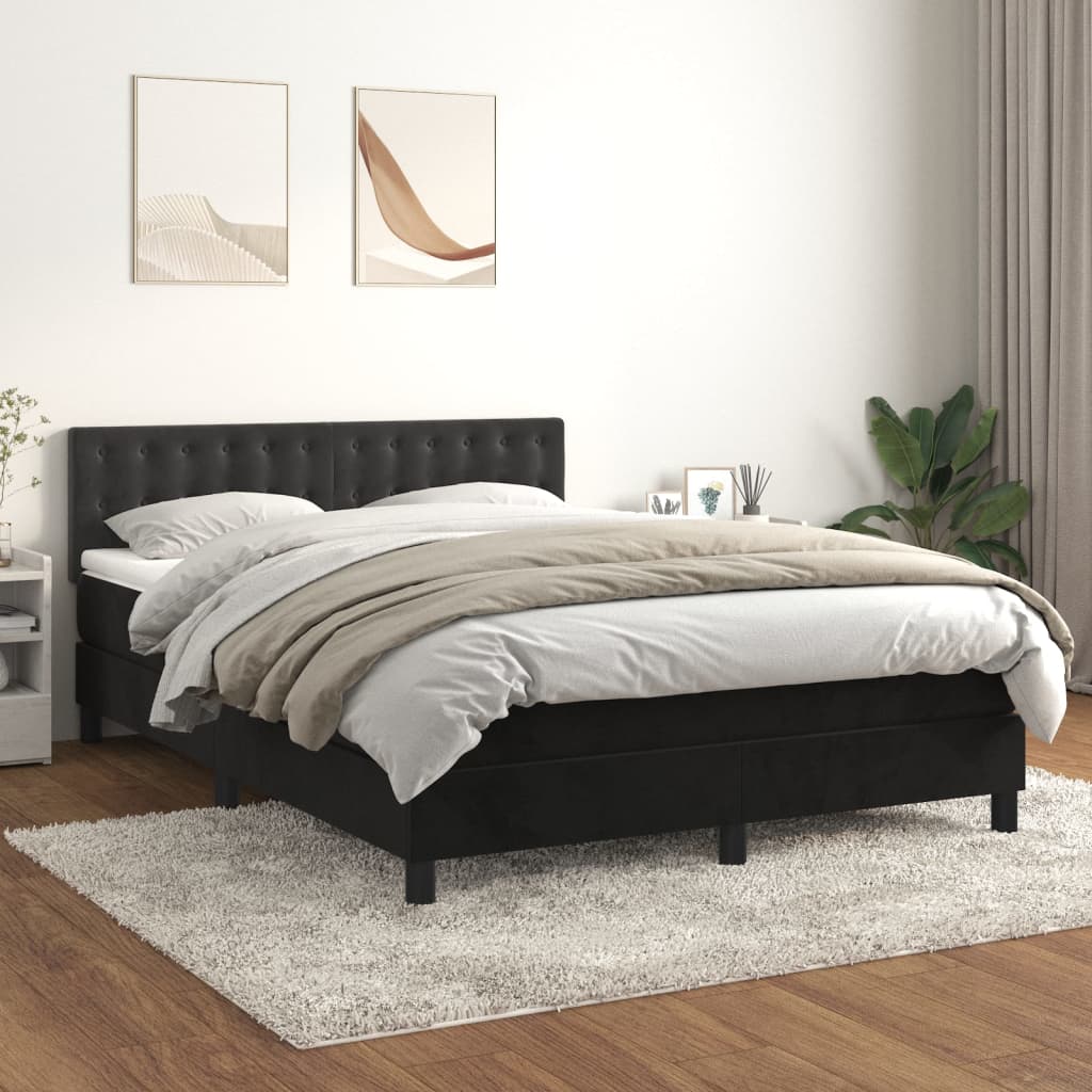 kontinentalseng med madras 140x190 cm fløjl sort