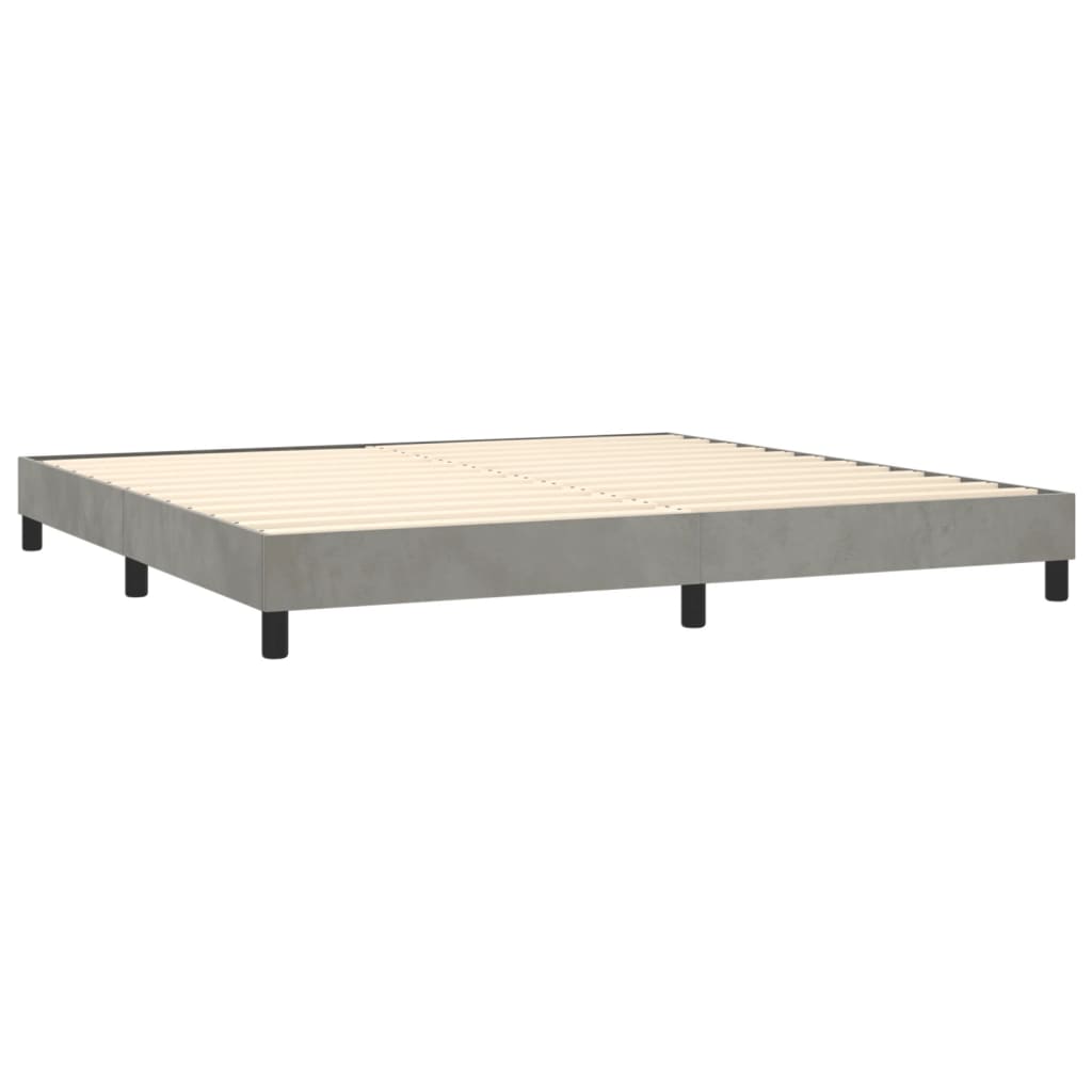 kontinentalseng med madras 200x200 cm fløjl lysegrå