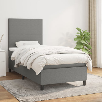 kontinentalseng med madras 90x200 cm stof mørkegrå