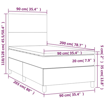 kontinentalseng med madras 90x200 cm stof mørkebrun