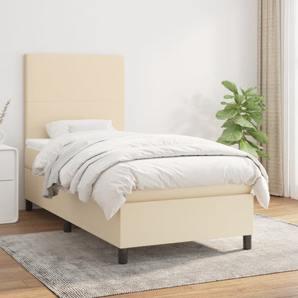 kontinentalseng med madras 90x200 cm stof cremefarvet