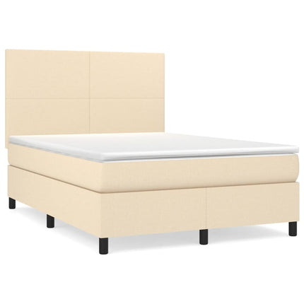 kontinentalseng med madras 140x190 cm stof cremefarvet