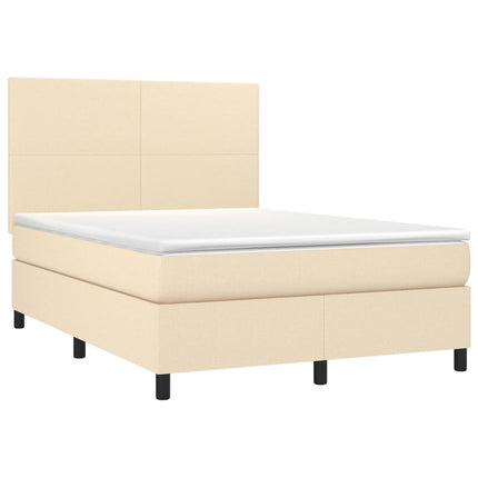 kontinentalseng med madras 140x190 cm stof cremefarvet