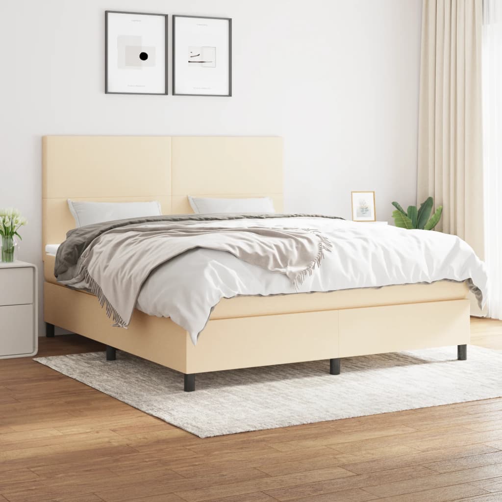 kontinentalseng med madras 180x200 cm stof cremefarvet
