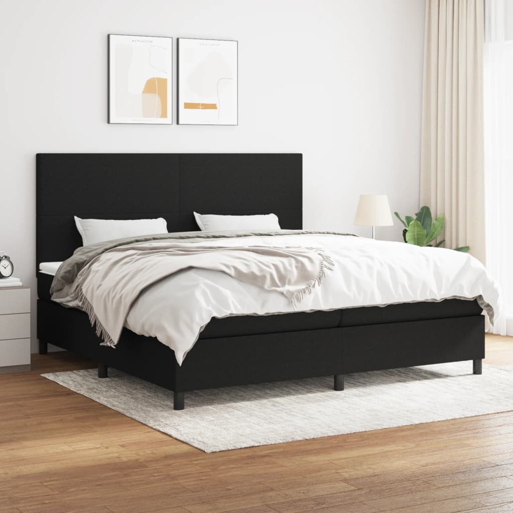 kontinentalseng med madras 200x200 cm stof sort