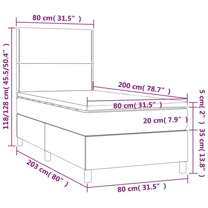 kontinentalseng med madras 80x200 cm stof sort